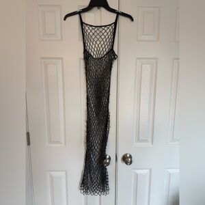 Zara Black Net Beaded Swim Coverup